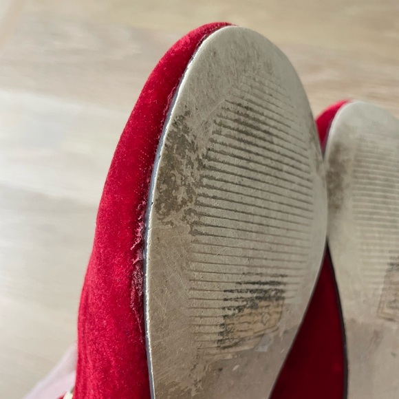 J Crew Factory red velvet Mary Jane shoes - Picture 4 of 7